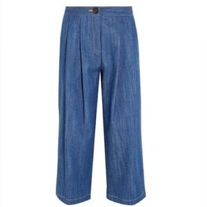 Adam Lippes Denim Culottes Medium Wash Wide Leg Crop Size 4